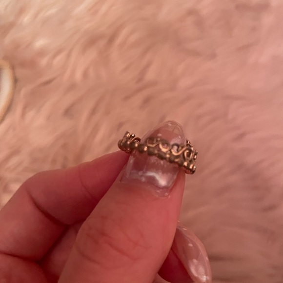 BOGO Pandora Gold Heart Crown Ring with Diamond Accent - Picture 5 of 5
